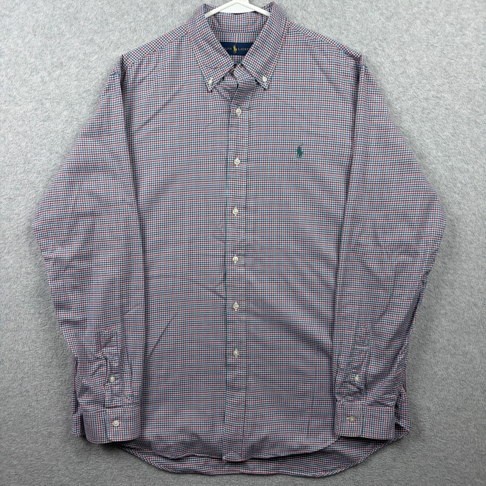 Ralph Lauren Shirt Mens Large Blue Red Tattersall Check Ivy Trad Button Down - Picture 2 of 9